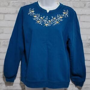 Breckenridge Embroidered Birds & PussyWillow Sweater Womens PM